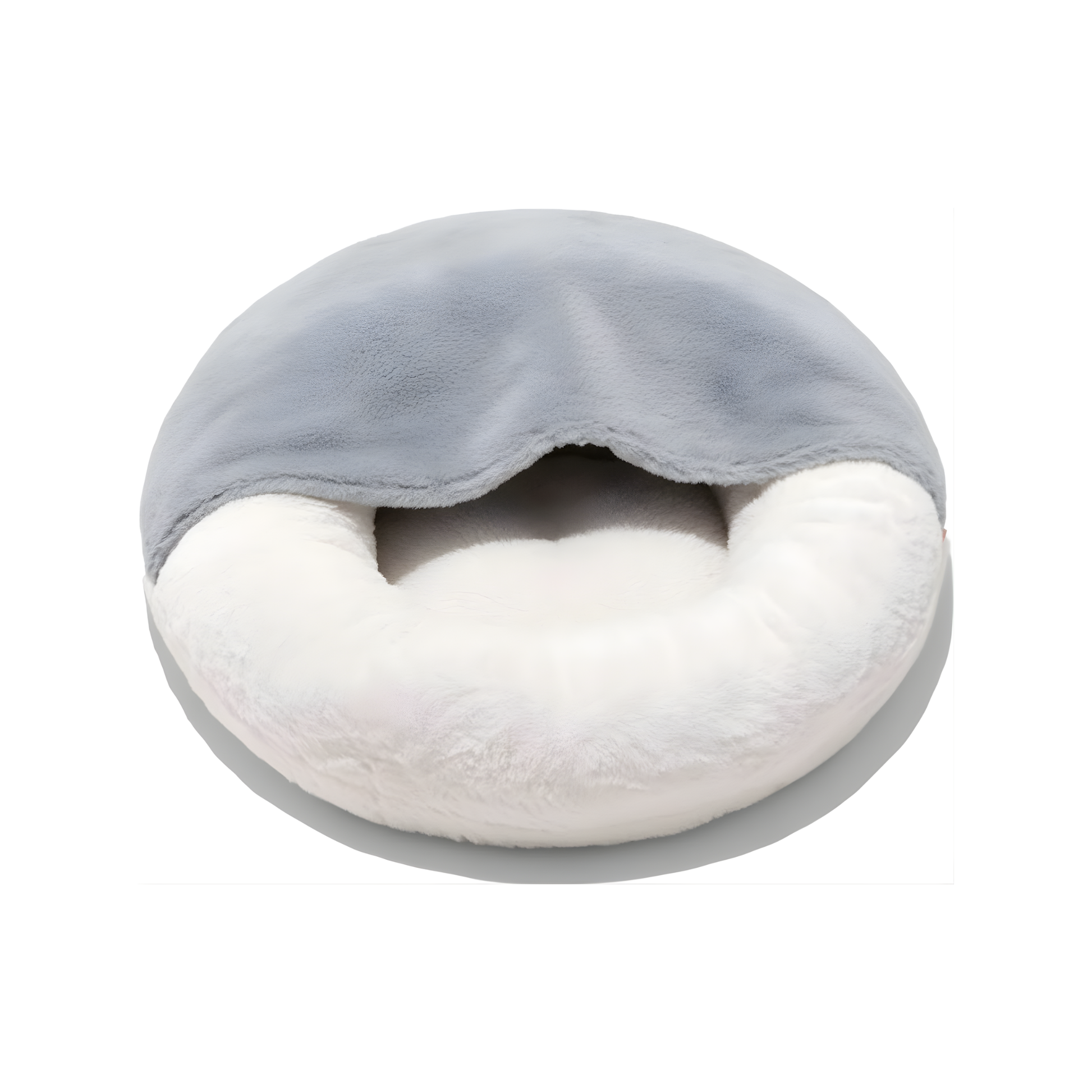 Gray and white travel pillow on a white background